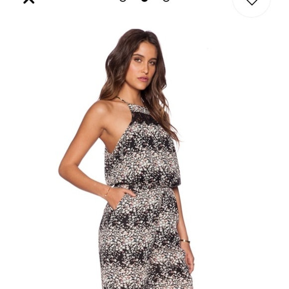 Lucca Couture Black Meadow Jumpsuit Ditzy Floral Print Lined Size S Pant Romper - Picture 2 of 10